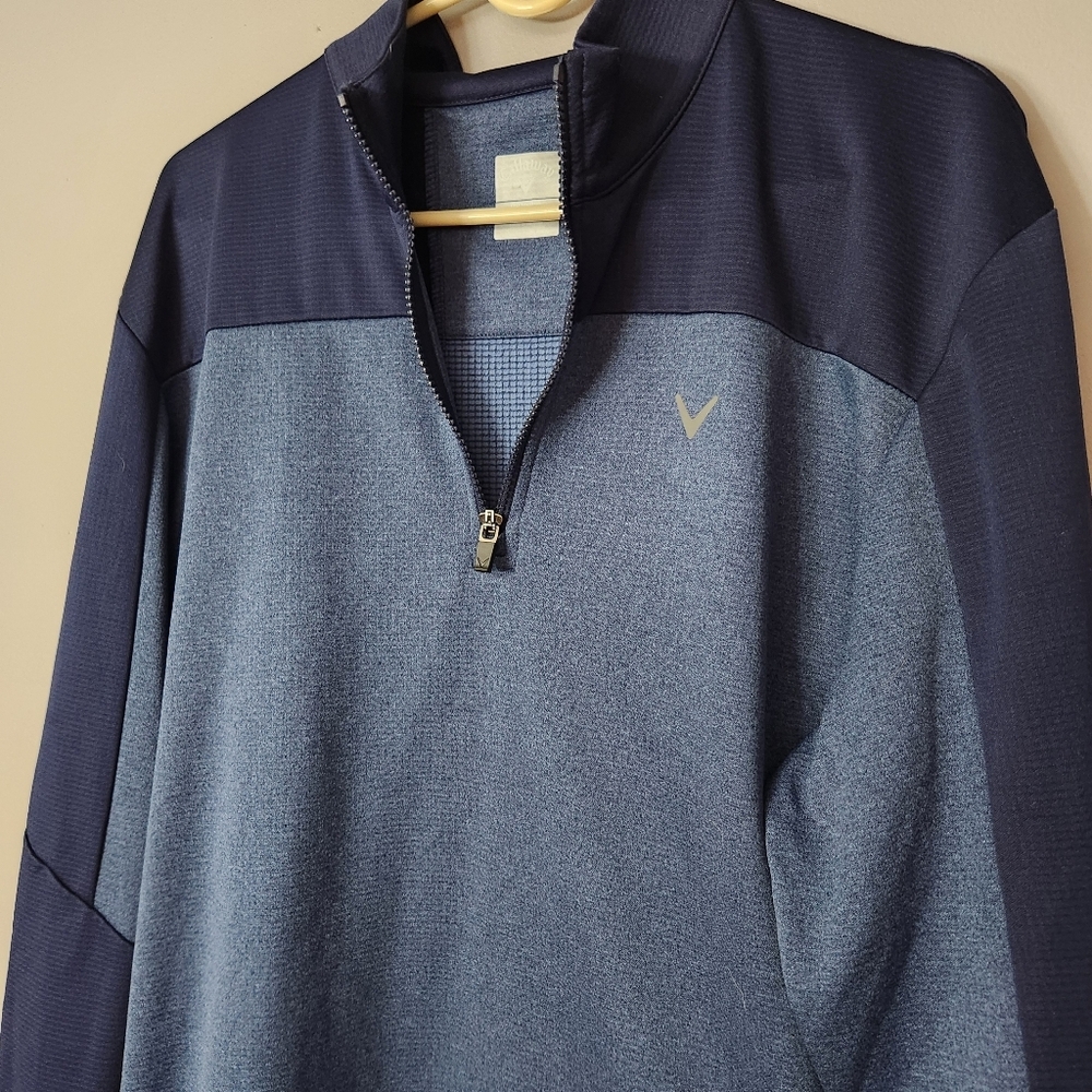 Callaway Pullover Golf Sweatshirt Large Blue Colorblock Quarter Zip Long Sleeve - Picture 2 of 11